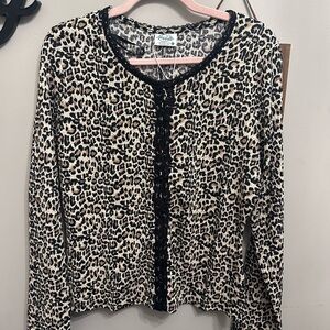 Very J Animal Print Cardigan with Black Accents